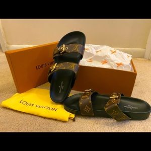 Louis Vuitton Bom Dia 2 strap flat monogram sandal